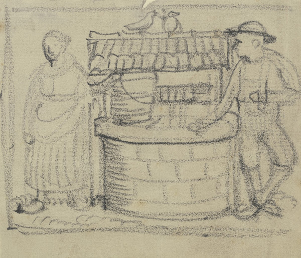 Servant and maid at the well ca 1901