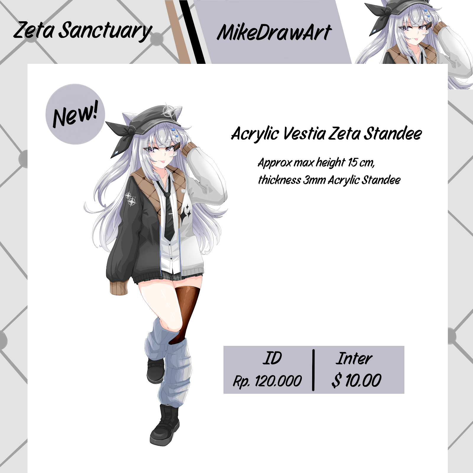 Acrylic Vestia Zeta Standee By MikeDrawArt