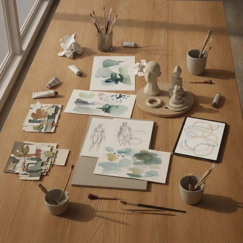 Collection of creative activities illustrating best art therapy benefits articles techniques and research formats