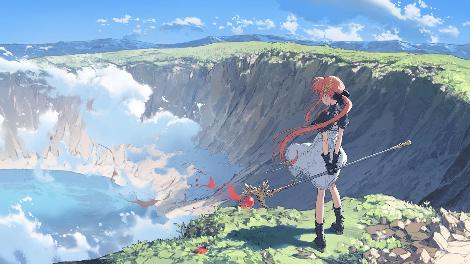 Long Hair, Anime Girls, Staff 2K Desktop Wallpaper
