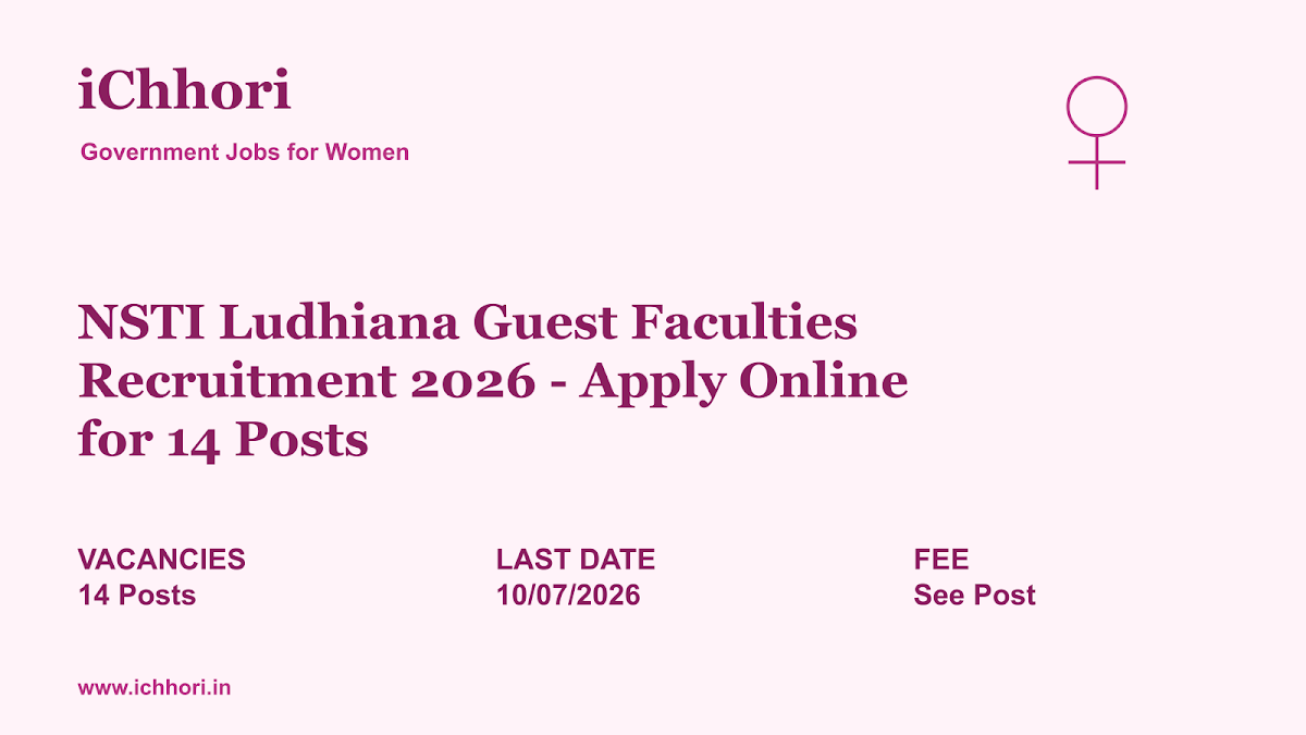 NSTI Ludhiana Guest Faculties Recruitment 2026 - Apply Online for 14 Posts - iChhori