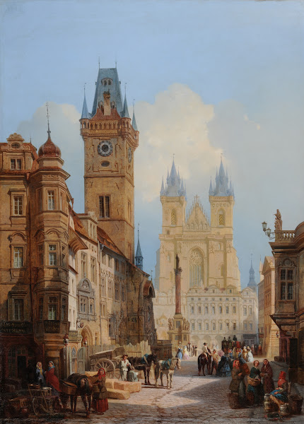 Vue De La Grande Place De Prague Et De Lancien HôTel De Ville Before 1857