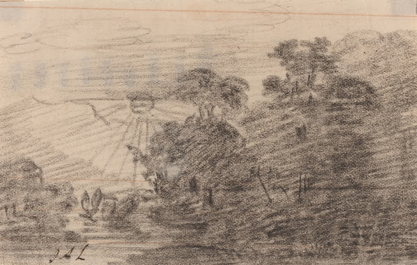 Sunset above a Mountain Lake 1820s 1830s