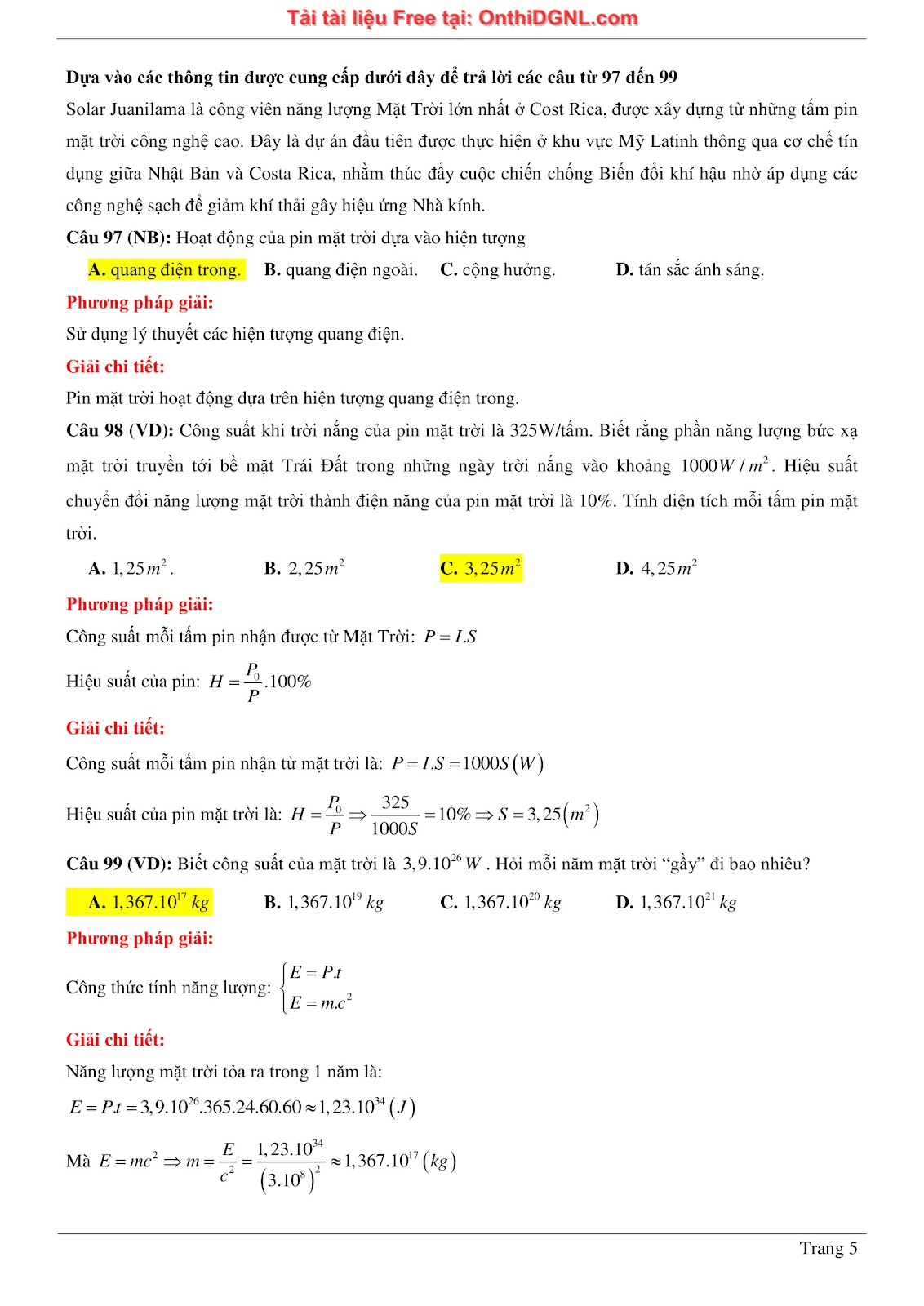 300 bài tập môn Vật Lý - Ôn thi ĐGNL ĐHQG TPHCM Phần 22