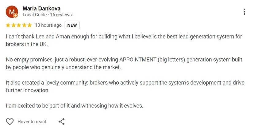 1st Google Review *****