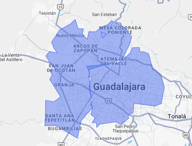 Polígonos de Google Ads en Guadalajara y Zapopan