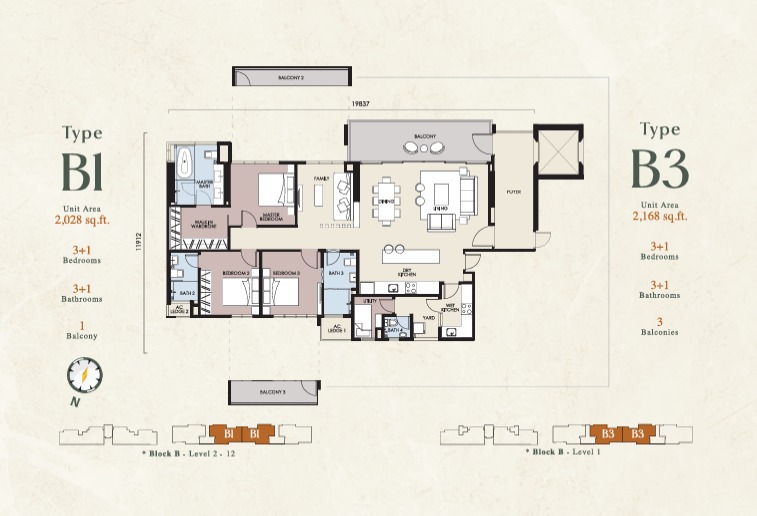 Stellar Damansara Type B1 floor plan — 2530 sq ft, 5 bedrooms