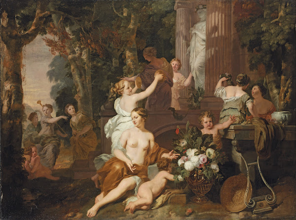 Nymphs And Bacchantes Paying Homage At The Temple Of Flora
