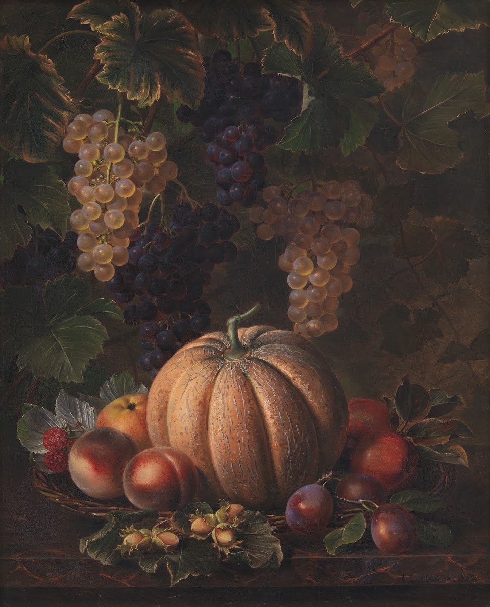 Various Fruits Including Melon And Grapes 1852