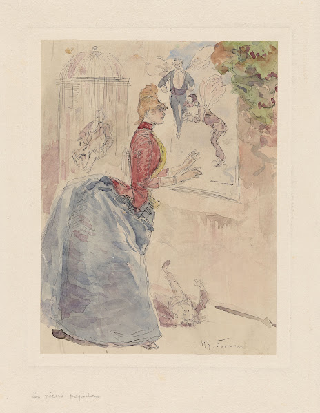 Woman at a Window Surrounded by Miniature Men 1880s