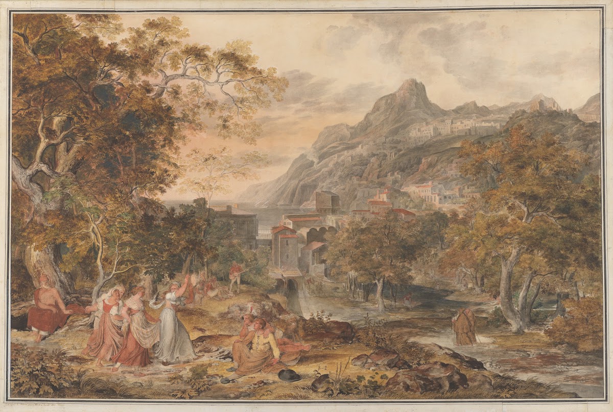 View of Vietri with Young Country Women Dancing for Shepherds in the Foreground