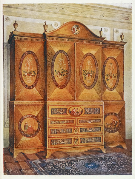 Satinwood wardrobe inlaid with tulipwood harewood holly ebony mahogany and other