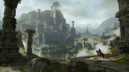 Lost City In Misty Mountains 4K Desktop & Mobile Wallpaper Background