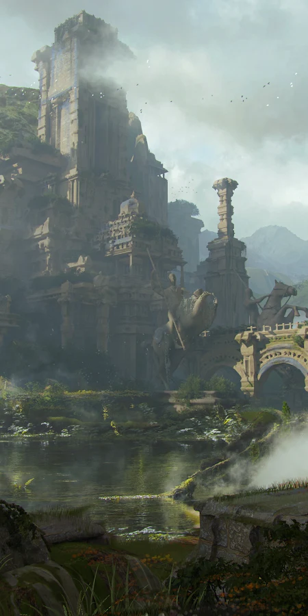 Lost City In Misty Mountains 4K Phone Wallpaper