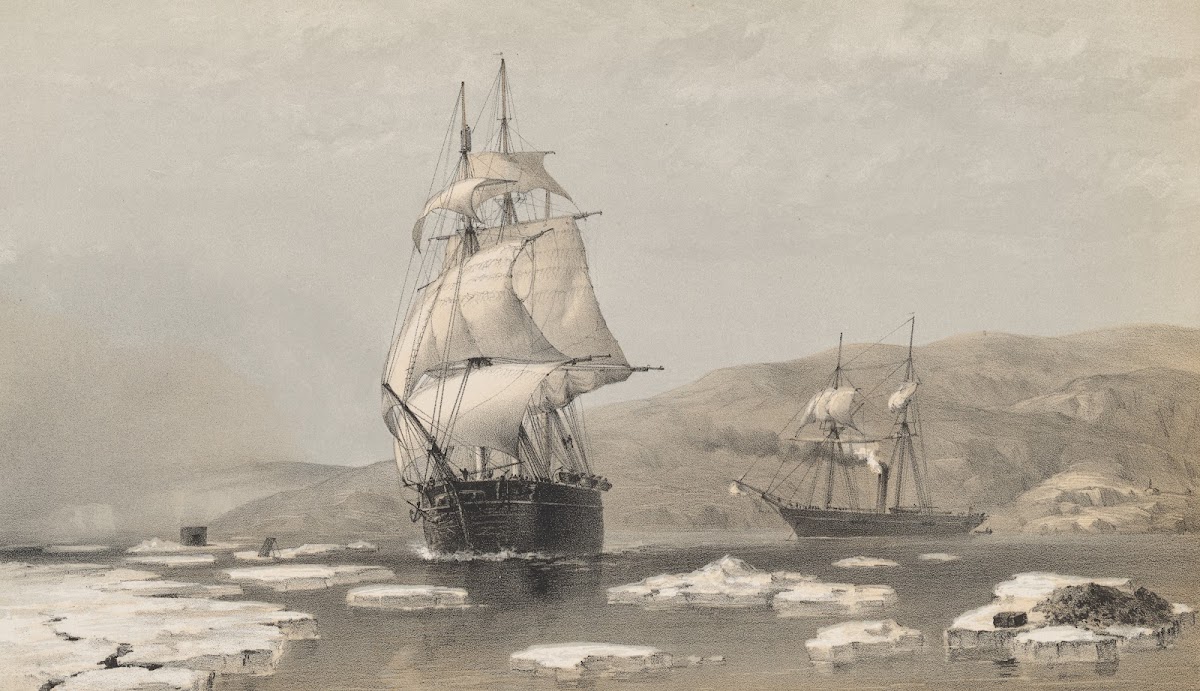 HMS Assistance and Pioneer breaking out of Winter Quarters 1854 1855