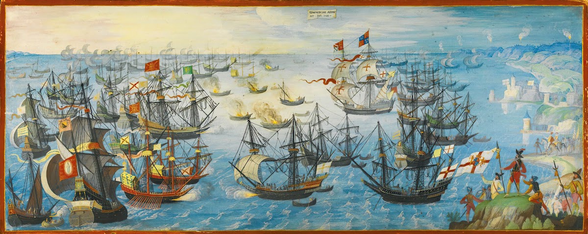 The Spanish Armada Off The South Coast Of England