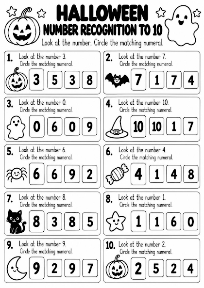 Halloween Number Recognition to 10