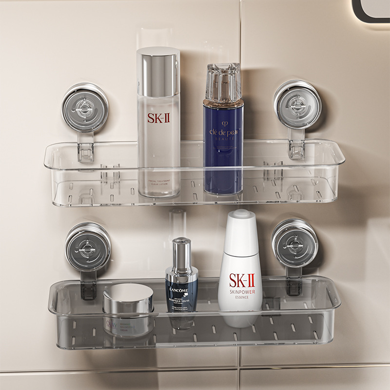 Bathroom shelf with suction cup, wall mountable