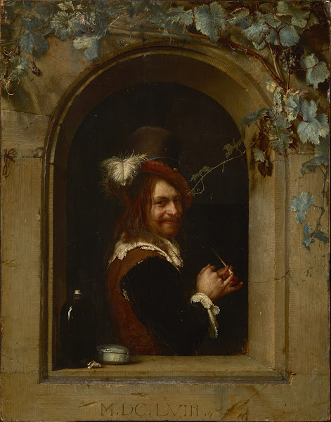Man with Pipe at the Window 1658
