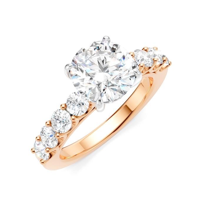 Round Shape Semi-Mount Diamond Engagement Ring 193A2DHFHPW-SM-RD2