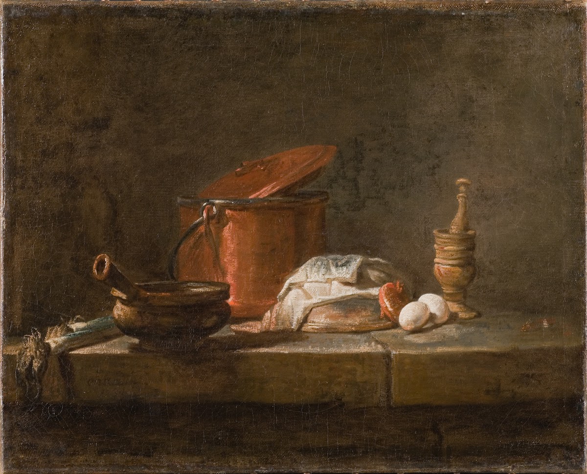 Still Life with Kitchen Utensils and Vegetables 1734