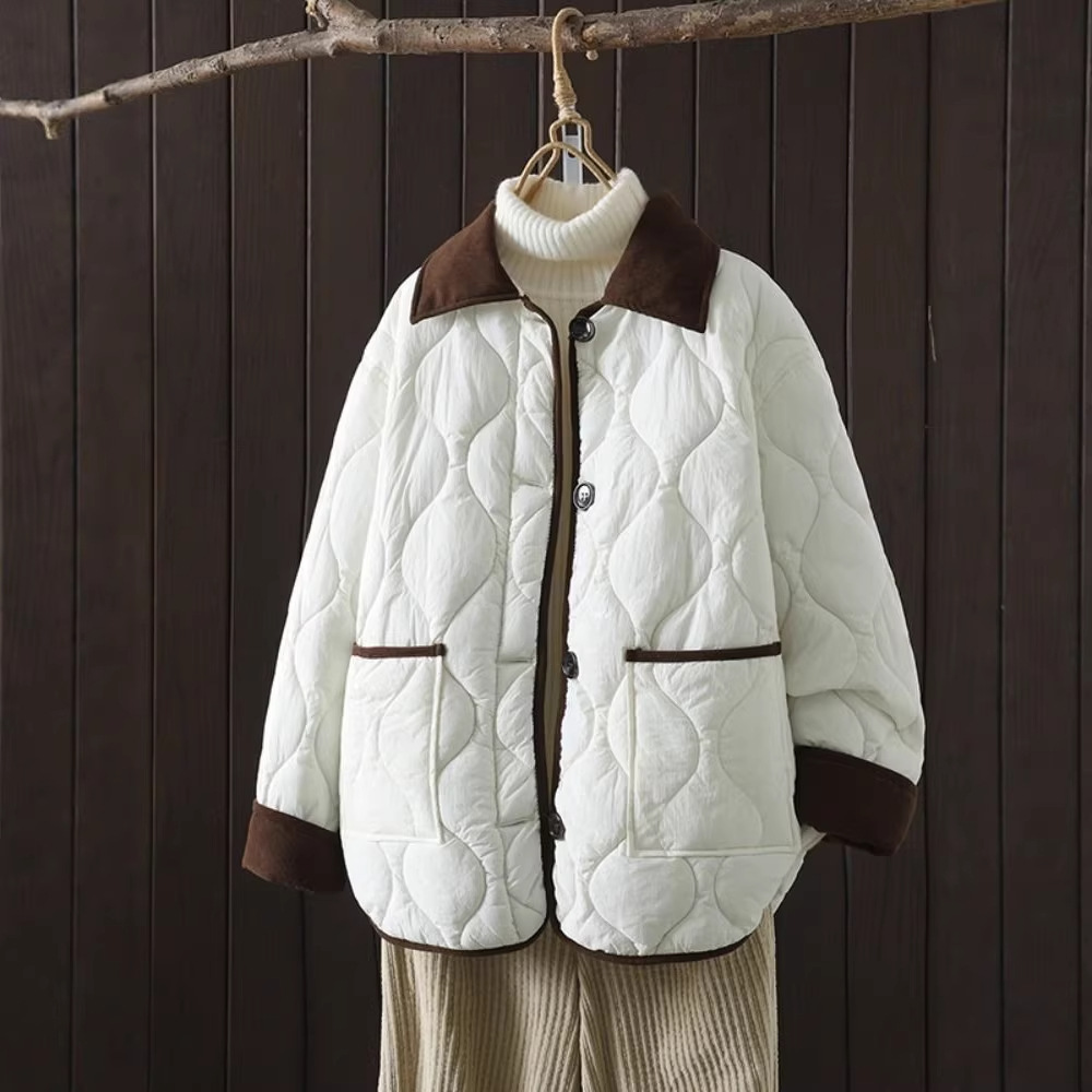 Damen Steppjacke, Kurz, mit Kontrastkragen