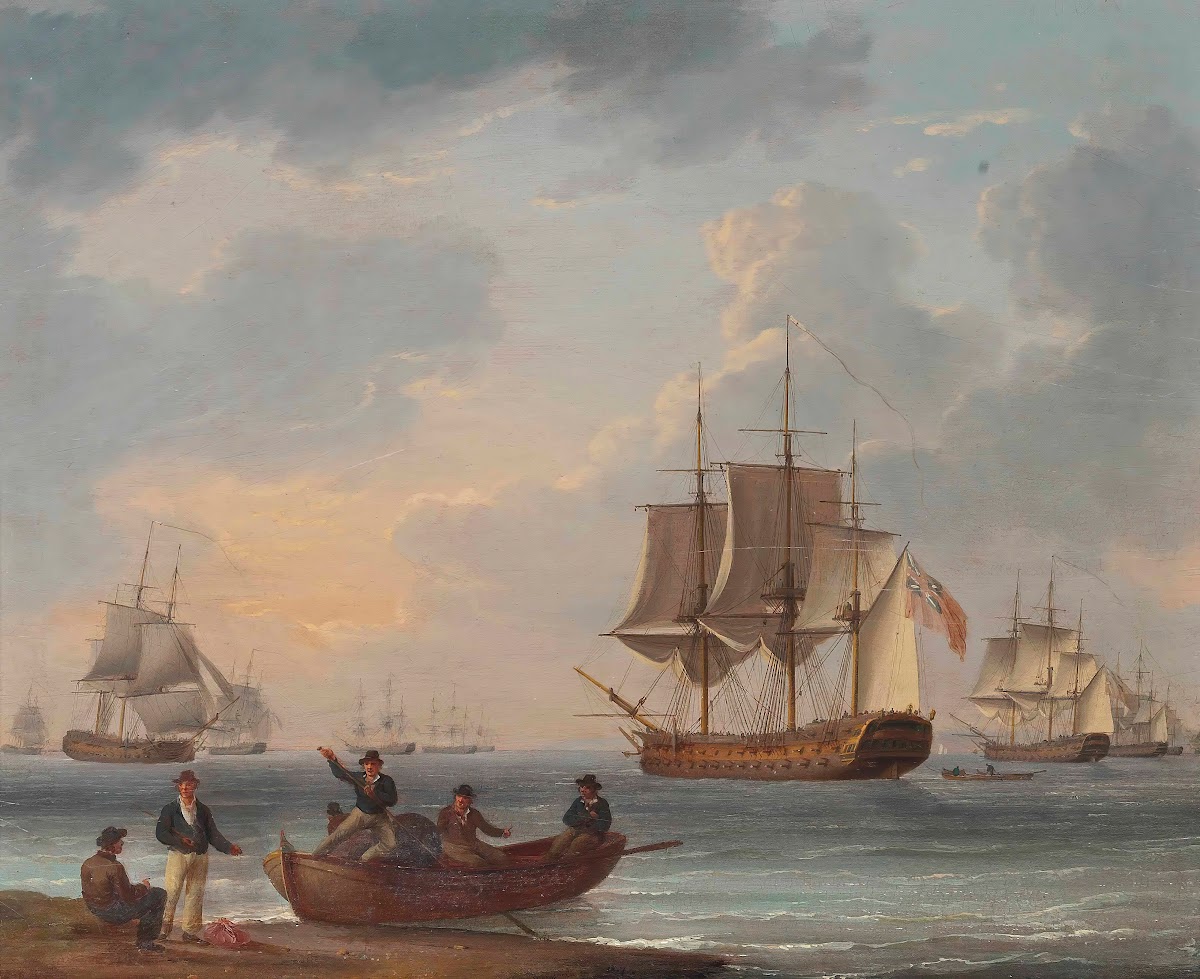 Sailors Pushing Off From Shore To Join The Fleet 1817