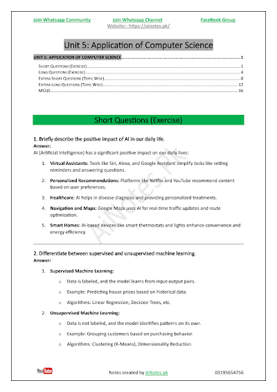 FBISE Class 9 Chapter 5 Application of Computer Science