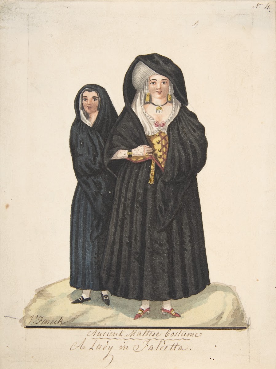 Ancient Maltese Costume A Lady in a Faldetta 19th century