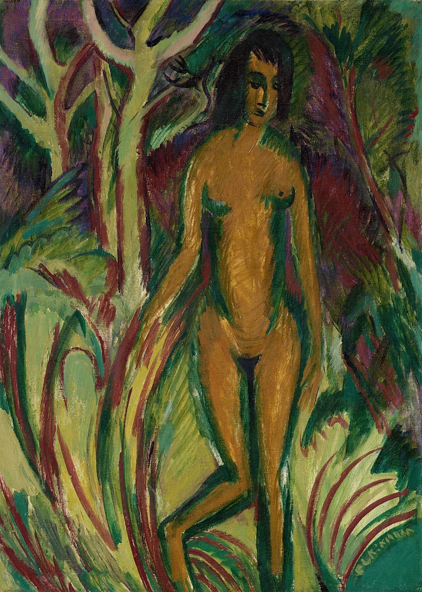 Aus dem Wald schreitender Akt 1913 1920