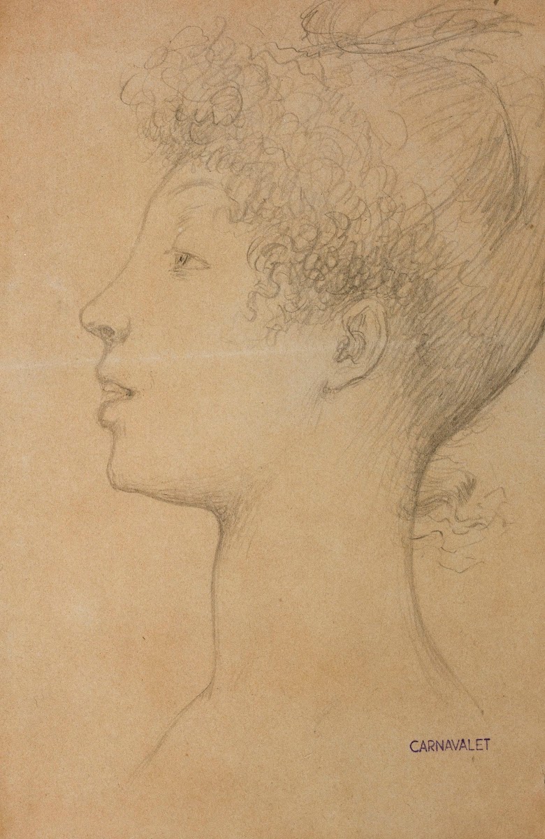 Tête de jeune femme de profil tournée vers la gauche 1806 1867