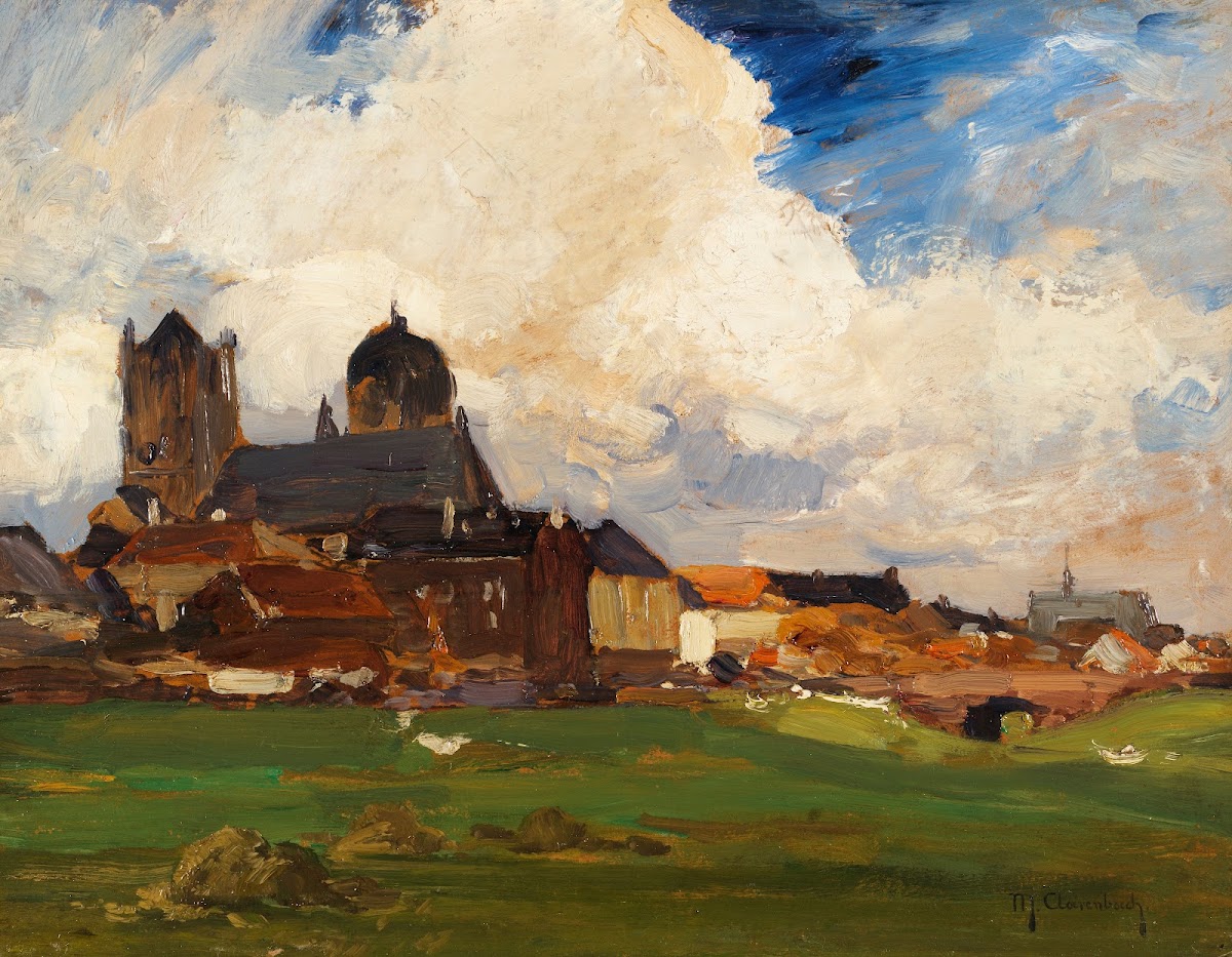 Ansicht von Neuss mit St Quirinus Münster 1900