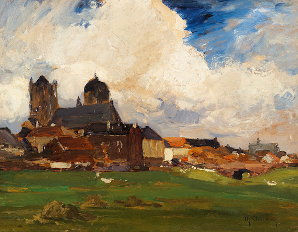 Ansicht von Neuss mit St Quirinus Münster 1900