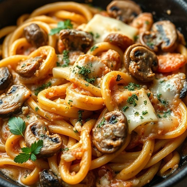 Creamy Tuscan Mushroom Pasta Vegetarian Skillet – Easy One-Pan Comfort Dinner