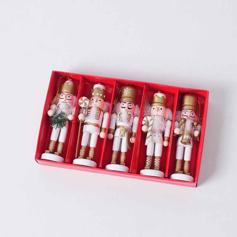 Wooden Nutcracker Ornament, 12 cm, Set of 5