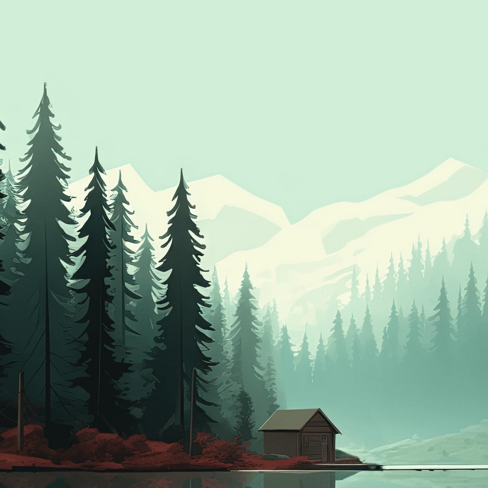 Download Serene Cabin On Mountain Lake Full HD iPhone
