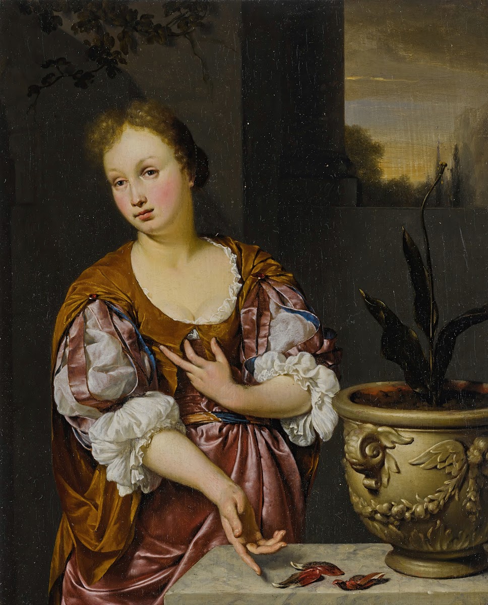 Vanitas portrait of a young woman 1687