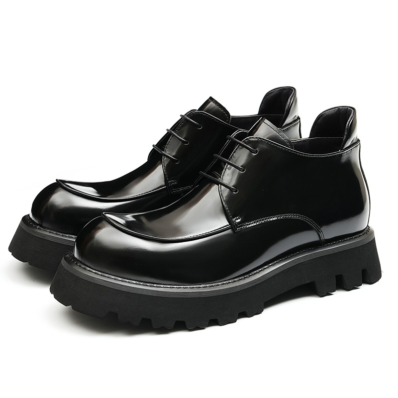 Men's Martin Boots made of Cowhide Leather with Platform Sole