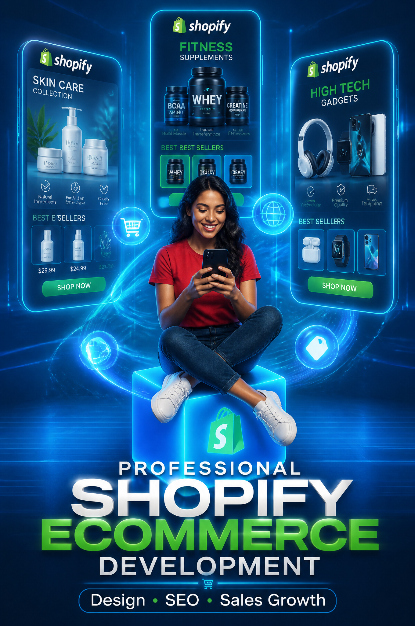 Imagen promocional futurista en una
