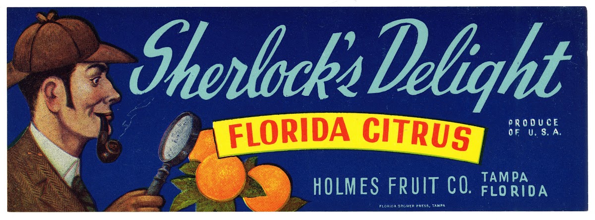 Sherlocks Delight Florida Citrus Label 1930 1950