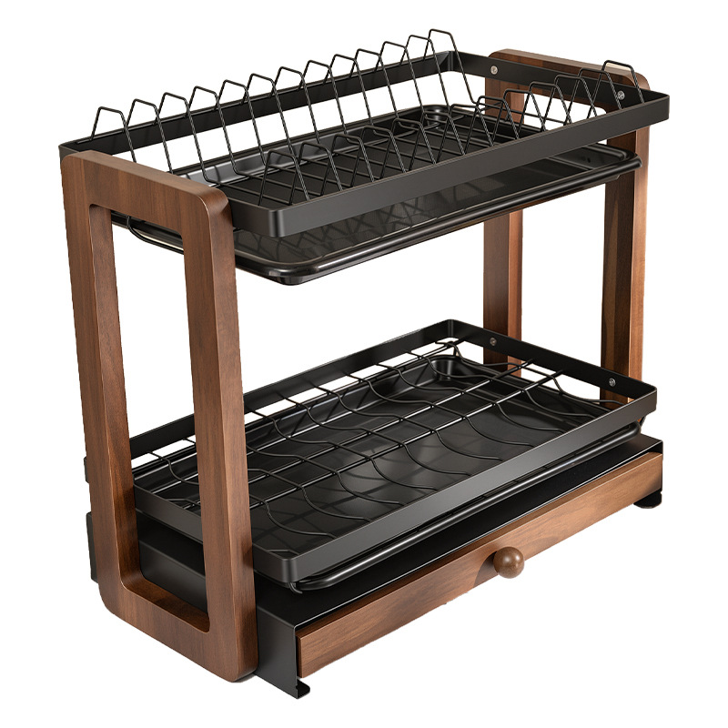 Walnut dish drainer, 2–3 pieces