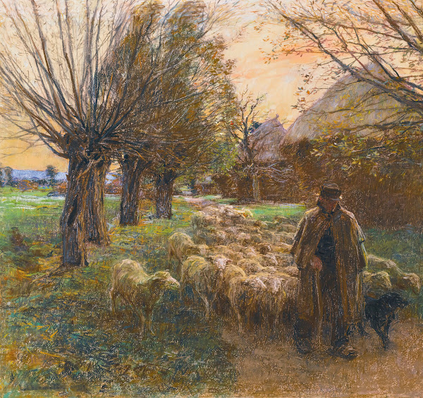 Le berger et son troupeau le soir