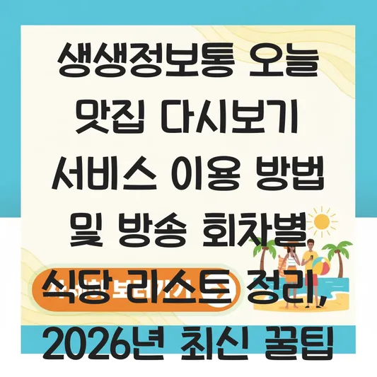 생생정보통 오늘 맛집 다시보기 서비스 이용 방법 및 방송 회차별 식당 리스트 정리 대표 이미지