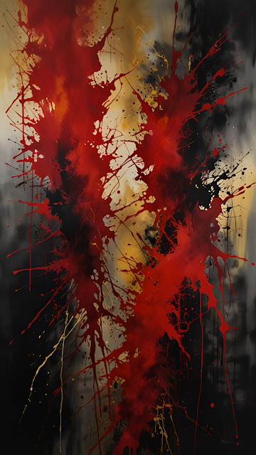 Explosive Red Splatter Abstract Expressionist Painting - Free mobile Wallpaper