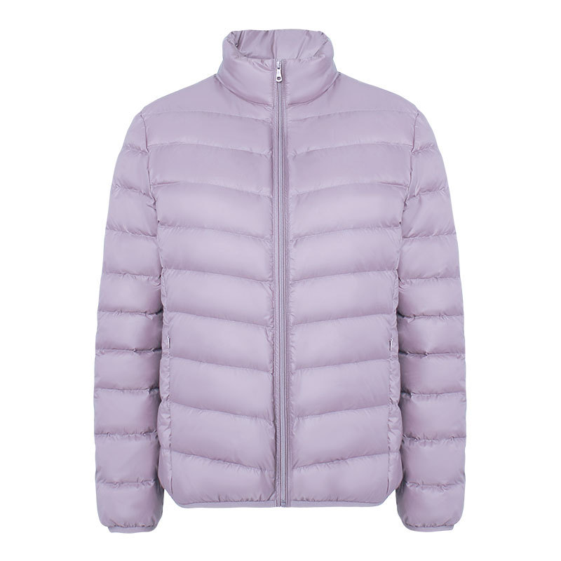 Lightweight women's down jacket with stand-up collar