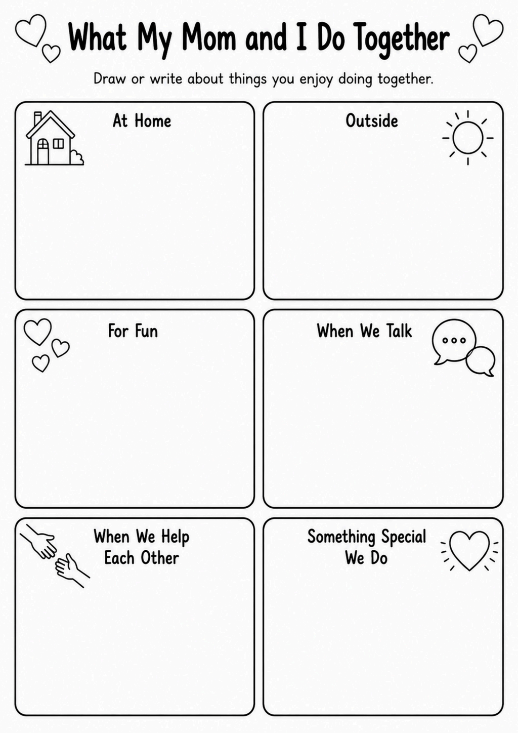 What My Mom and I Do Together Worksheet