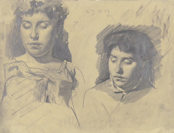 Zwei weibliche Studienköpfe 1882