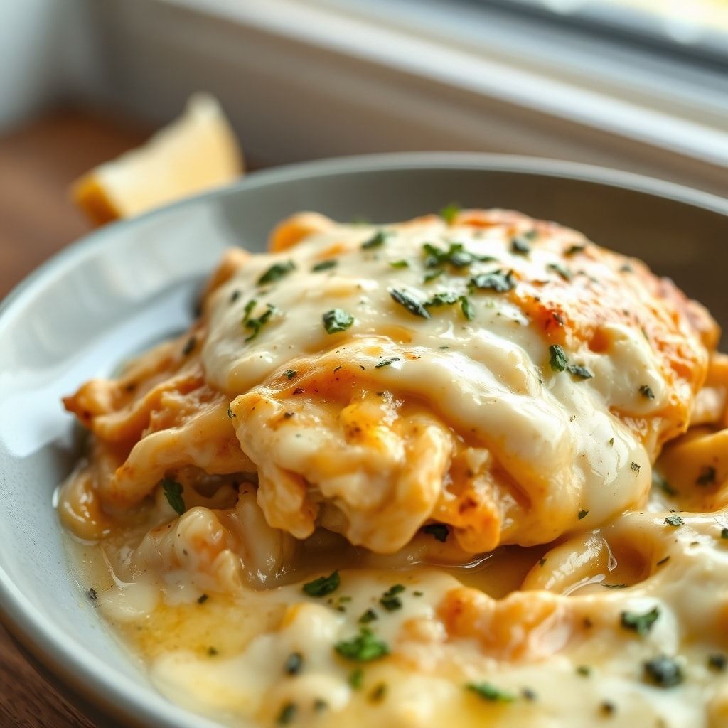 High-Protein Chicken Alfredo Bake for Easy Low-Carb Meal Prep with Creamy Cheese (Quick & Homemade) finished