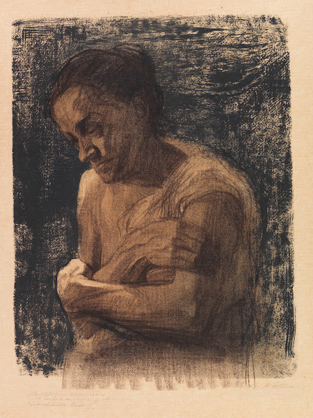 Halbfigur einer Frau mit verschränkten Armen 1905