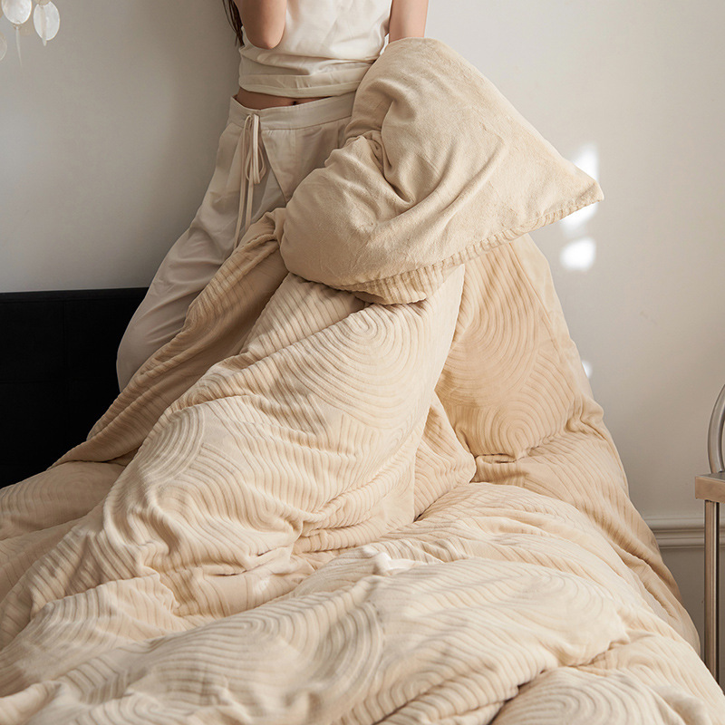 Luxuriöses Milchfaser-Fleece Bettwäsche-Set, doppelseitig